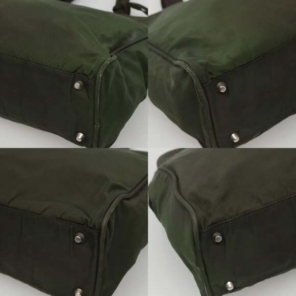 PRADA Hand Bag Nylon Khaki Silver - Picture 10 of 13